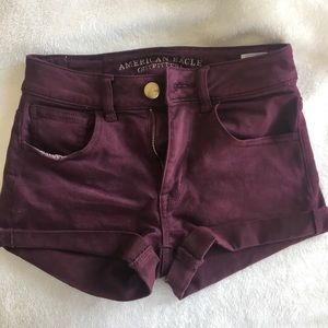 Hi-Rise Shortie Maroon Shorts